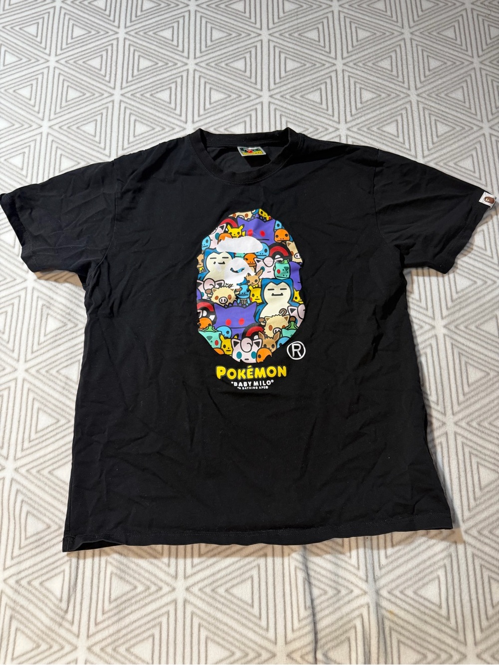 Bape Black Tee with Colorful Pokémon Graphic